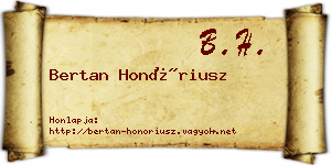 Bertan Honóriusz névjegykártya